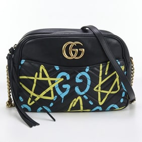 GUCCI GG Marmont Shoulder Bag GU89295 443499 Chain Women's Black