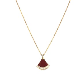 BVLGARI Diva's Dream Necklace with Carnelian, Red Diamond, and 0.13ct K18PG Pink Gold (6.1g) Diamond