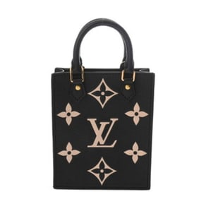 LOUIS VUITTON Monogram Empreinte Petite Sac Plat 2-Way Leather Handbag, Noir/Beige, M57937, Women's