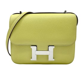 HERMES Constance Mini 18 Chevre Jaune Bourgeon W Stamp, 2024 Manufactured, Silver Hardware, Shoulder
