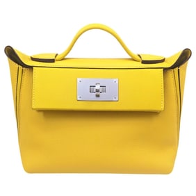 HERMES Sac Vingt Quatre 24 Mini Evercolor Sun K Stamp, 2025, Yellow Shoulder Bag for Men and Women