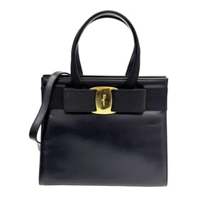 Salvatore Ferragamo Vara Ribbon Handbag in Black Leather for Women