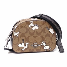 Coach x Peanuts Mini Serena Crossbody Shoulder Bag, Khaki Signature Canvas and Leather, C4590,