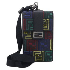 FENDI Shoulder Bag FE92325 with Zucca 7AS120 Phone Holder, Black, for Men and Women