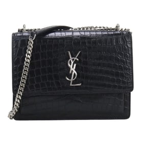 SAINT LAURENT YSL Monogram Sunset Medium Shoulder Bag 442906, Black