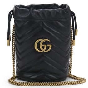 GUCCI GG Marmont Shoulder Bag GU94713 575163 DTDRT 1000 Small Bucket Women's Black