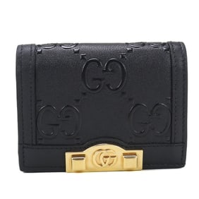 GUCCI Gucci Bifold Wallet with Coin Pocket 676150, Card Case, GG Embossed, Black, Women's