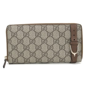 GUCCI Zip-Around Wallet 309758 GG Supreme Women's Beige