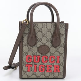 GUCCI Interlocking G Tote Bag GU82824 671628 2-Way Handbag Women's Beige
