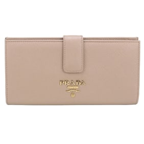 PRADA Prada Long Wallet with Bi-fold Coin Pocket PR93636 Women's Beige