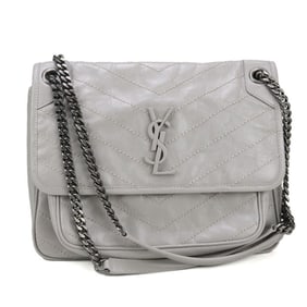 SAINT LAURENT Niki Shoulder Bag SL95389 (498894) with Chain, Gray, Women's