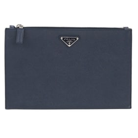 PRADA Prada Saffiano Leather Clutch Bag PR86867 Men's Navy