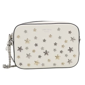 JIMMY CHOO KL88MQ Crossbody Shoulder Bag with Chain and Studs, Women's, White