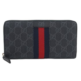 GUCCI Men's GG Supreme New Web Zip-Around Wallet (GU89544) in Gray