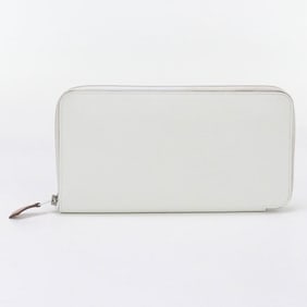 HERMES Azap Long Silk-in Wallet with Round Zipper, HE88089, White, for Men and Women