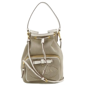PRADA Prada Handbag PR93792 Logo Jacquard 1BH097 Bucket Bag Women's Beige