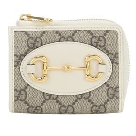 GUCCI Horsebit 1955 L-shaped zipper wallet (GU92164, size 644459) in white.