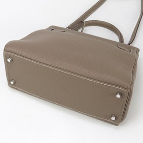 HERMES Kelly 28 Handbag, Inner Stitching, A Stamp, Women's, Gray