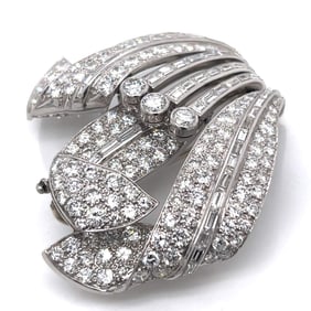 French Art Deco Platinum 13.70 Ct. Diamond Brooch/Pendant