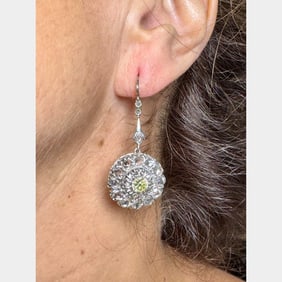 Victorian 18K & Silver Fancy Yellow Diamond Earrings