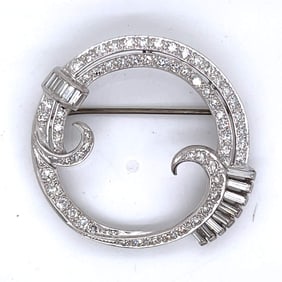 Art Deco Platinum 3.00 Ct. Diamond Brooch