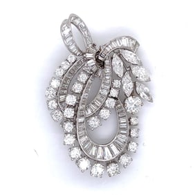 Art Deco Platinum 13.75 Ct. Diamond Brooch