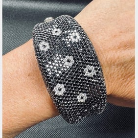 SALVATORE COLLARO 18K White Gold Black Diamond Bangle