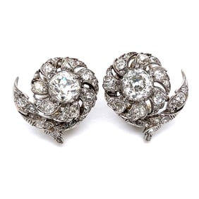Art Deco Platinum 6.85 Ct. Diamond Earrings