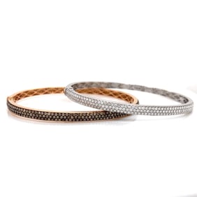18K White Gold and Yellow Gold Diamond Bangle Set