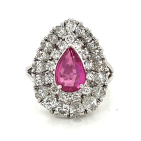 Platinum GIA Certified Ruby & Diamond Ring