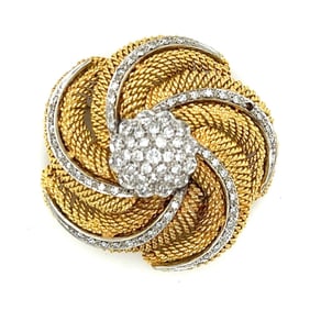 18K Yellow Gold 1.60 Ct. Diamond Brooch
