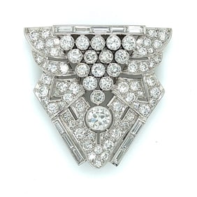 Art Deco Platinum 9.45 Ct. Diamond Brooch