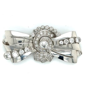 Retro Platinum 6.05 Ct. Diamond Brooch