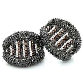 18K White Gold Black and Champagne Diamond Earrings