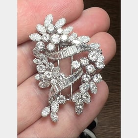 Platinum 12.90 Ct. Diamond Brooch