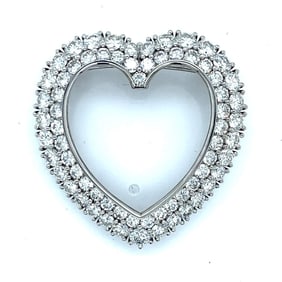 Art Deco Platinum 10.00 Ct. Diamond Heart Pendant/Brooch