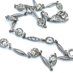 Art Deco Platinum 11.85 Ct. Diamond by the Yard Necklace