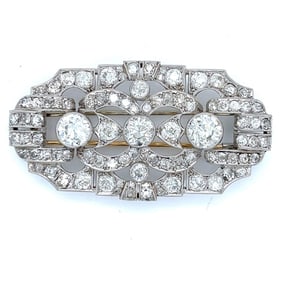Art Deco Platinum & 18K 16.40 Ct. Diamond Brooch
