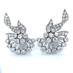Art Deco Platinum 13.10 Ct. Diamond Earrings