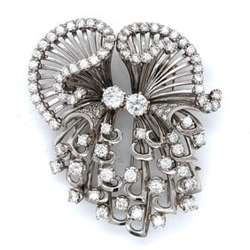 Art Deco Platinum 7.70 Ct. Diamond Brooch
