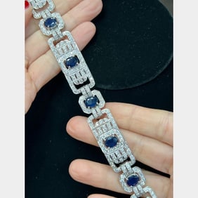 18K White Gold Sapphire & Diamond Bracelet