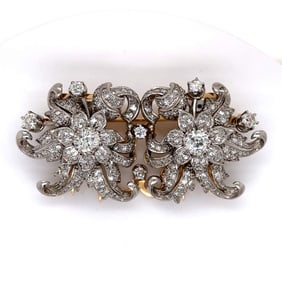 18K Yellow Gold & Platinum Diamond Brooch