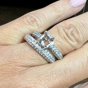 Engagement Mounting and Anniversary Ring Set