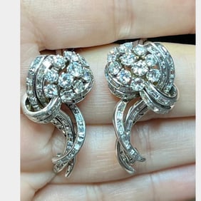 Art Deco Platinum Diamond Earrings