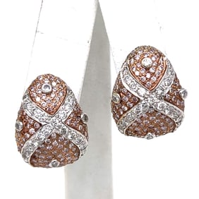 18K White Gold Pink Diamond Earrings
