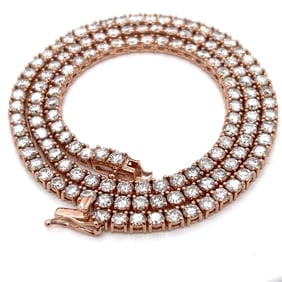 14K Rose Gold 12.50 Ct. Diamond Tennis Necklace