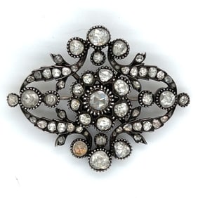 Victorian French Silver 4.00 Ct. Diamond Brooch