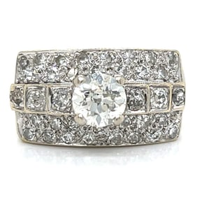Art Deco 14K White Gold Diamond Ring