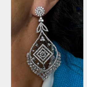 18K White Gold 16.20 Ct. Diamond Earrings
