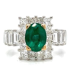 Platinum & 18K 1.07 Ct. Emerald & Diamond Ring
